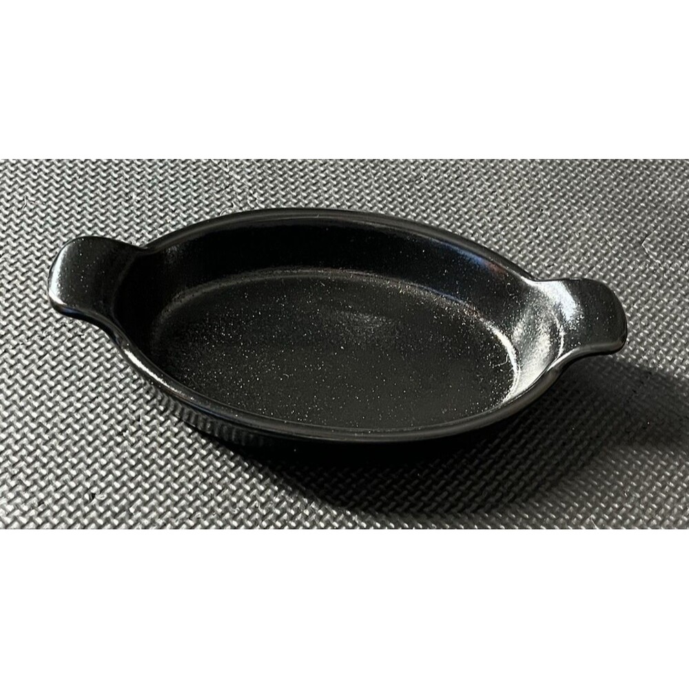 Small Oval Au Gratin Ceramic Baking Dish Oven Safe Black 5 Inches